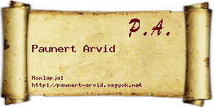 Paunert Arvid névjegykártya